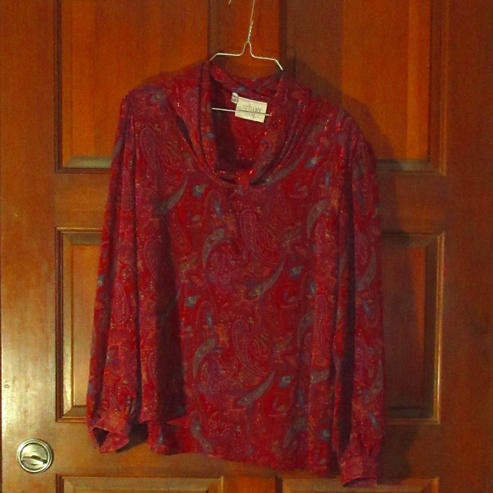 Lovely STUART LANG Paisley Top Blouse Size 12